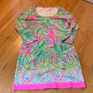 Lilly Pulitzer Beacon Dress size Small Tiki pink royal lime engineered